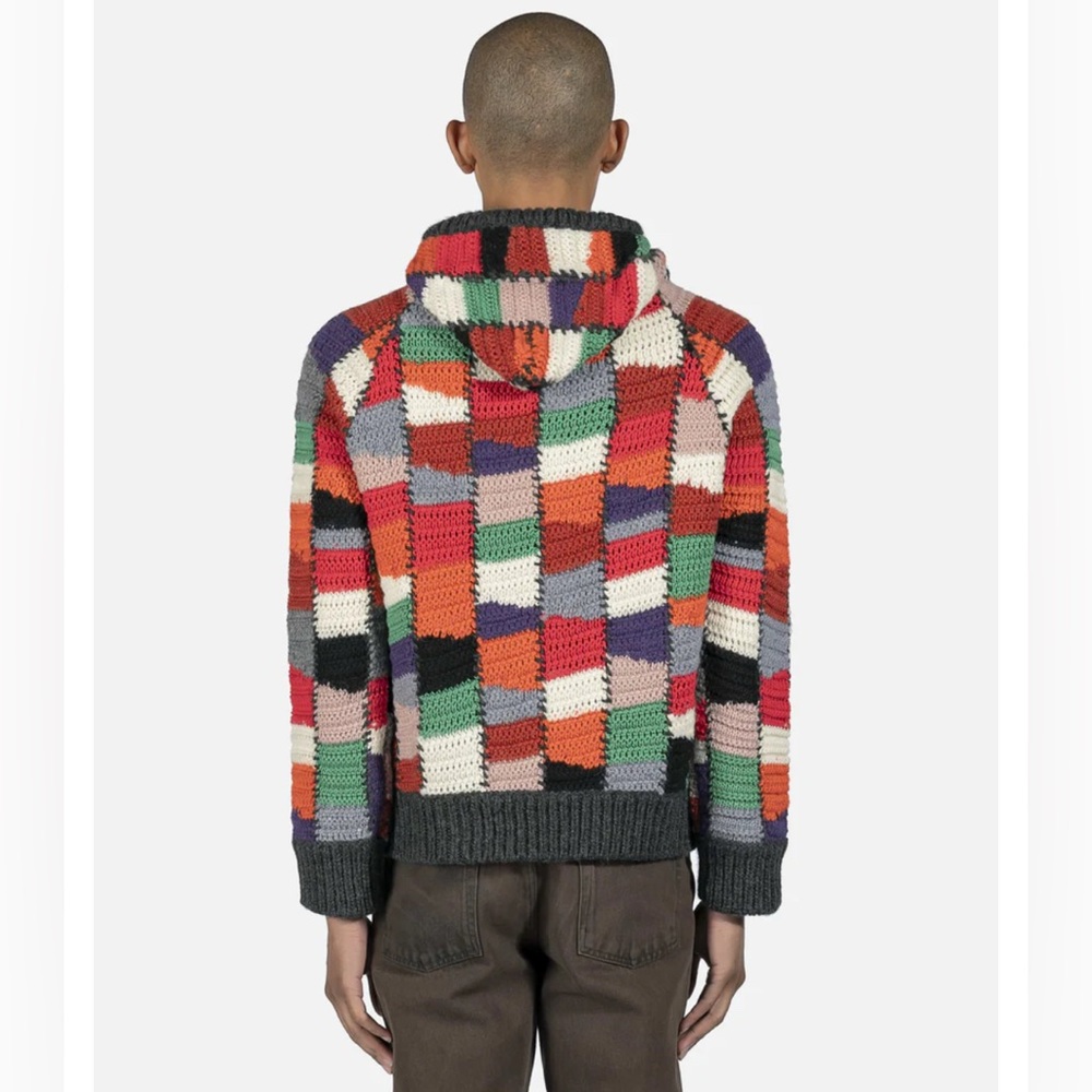 Marni wool crochet patch multicolor pullover hoodie w/ pouch - 46/ US men sm - Picture 2 of 16